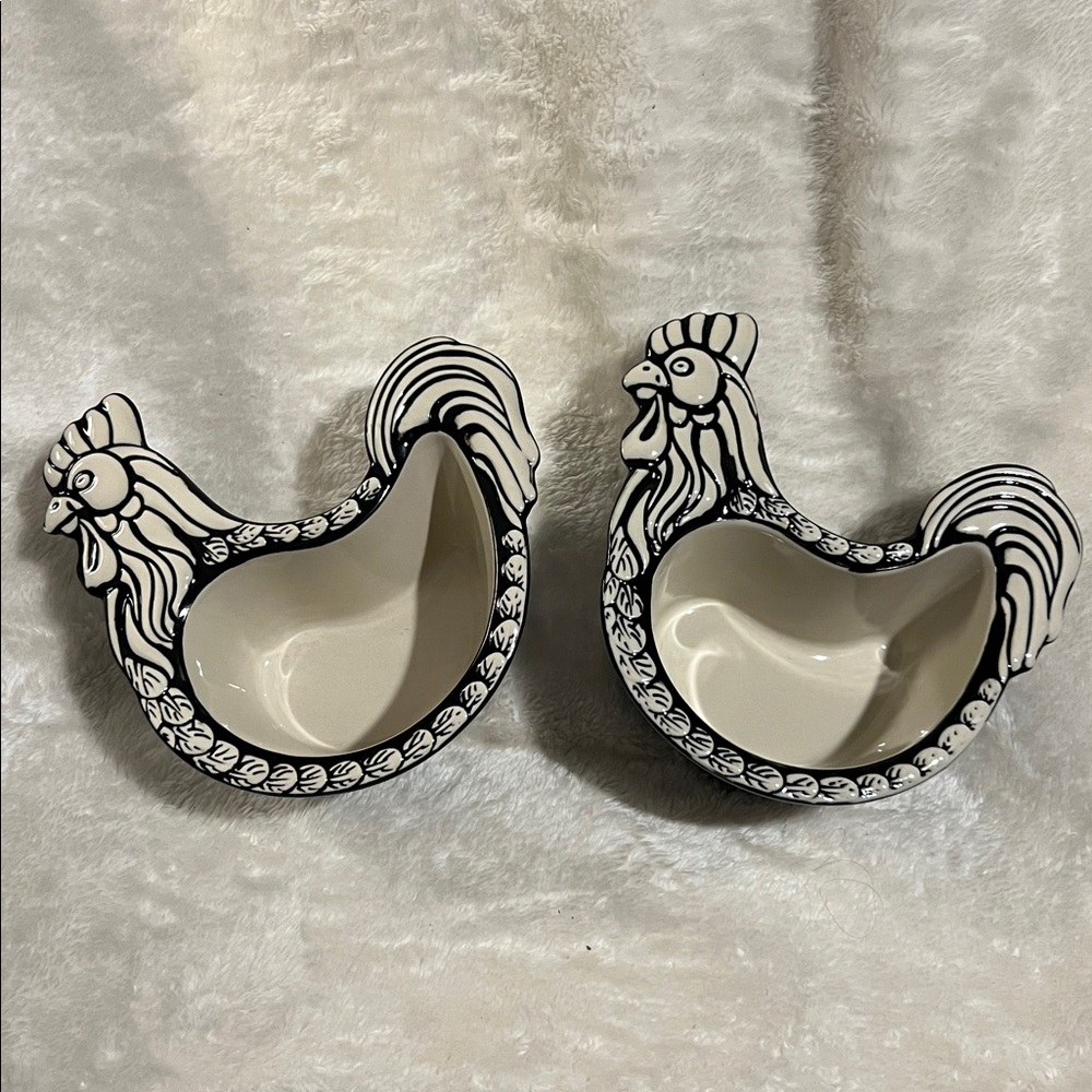 NWT🐔 2 TEMPTATIONS 8-oz DOODLE DOO BLACK ROOSTER DESIGN BAKEWARE SERVING DISHES